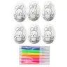 Easter Styrofoam Eggs For Painting Markers Rabbit Pattern E 6pcs