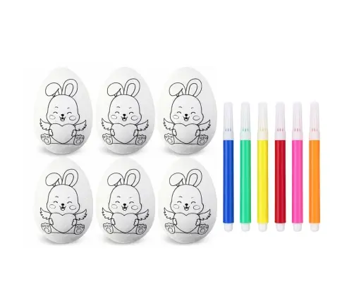 Easter Styrofoam Eggs For Painting Markers Rabbit Pattern E 6pcs