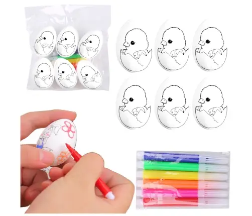 Easter Styrofoam Eggs For Painting Markers Chicken In Egg 6pcs
