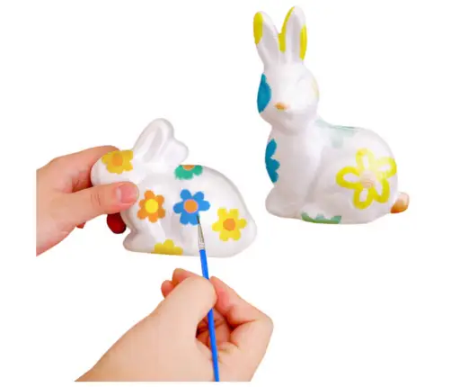 Bunny Styrofoam Decoration Painting Kit 3 Eggs Paint
