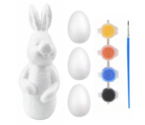 Bunny Styrofoam Decoration Painting Kit 3 Eggs Paint