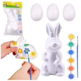 Easter Set Styrofoam Eggs 3pcs Bunny Figurine Paints Easter Set Styrofoam Eggs 3pcs Bunny Figurine Paints