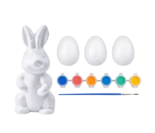Easter Set Styrofoam Eggs 3pcs Bunny Figurine Paints