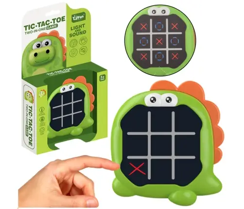 Electronic Game 3in1 Tic Tac Toe Memory Green Dinosaur