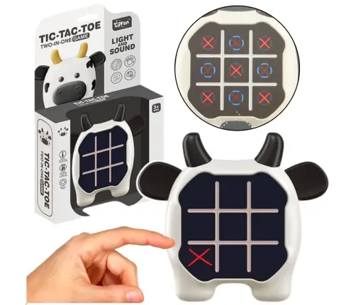 Electronic Game 3in1 Tic Tac Toe Memory Cow Black and White