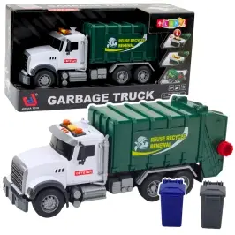 Garbage Truck Garbage Bins Lights Sounds Green 1:14