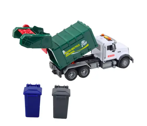 Garbage Truck Garbage Bins Lights Sounds Green 1:14
