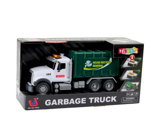 Garbage Truck Garbage Bins Lights Sounds Green 1:14