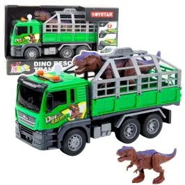 Dinosaur Transport Truck Figure Lights Sounds Green 1:14