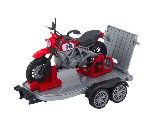 Off-road Vehicle Set with Tow Truck and Motorcycle Lights and Sounds Green