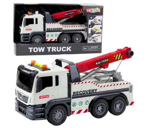 Construction Truck with Adjustable Crane Lights and Sounds White