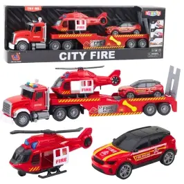 Fire Truck Tow Truck Helicopter Car Lights Sounds Red