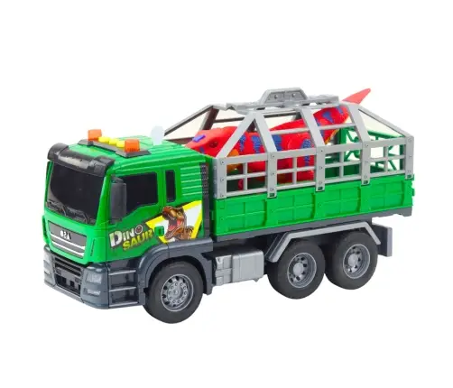 Dinosaur Transport Truck Figure Lights Sounds Green 1:10 Dinosaur Transport Truck Figure Lights Sounds Green 1:10