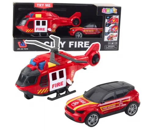 Set: Helicopter, Fire Truck, Fire Department, Lights, Sounds