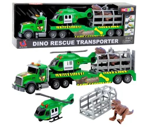 Set Truck Helicopter Cage With Dinosaur World Sounds Green