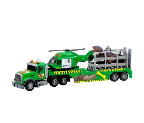 Set Truck Helicopter Cage With Dinosaur World Sounds Green