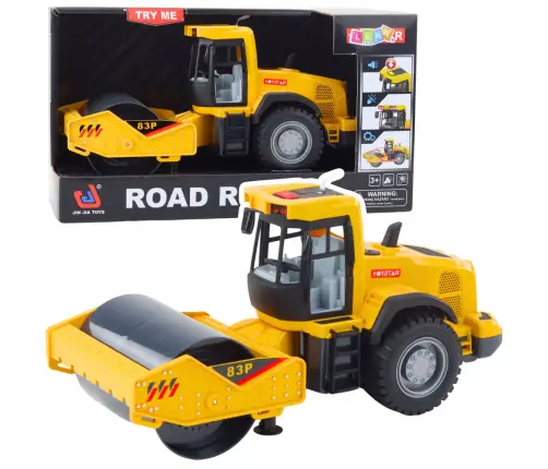 Construction Road Roller Turning Roller Lights Sounds Yellow