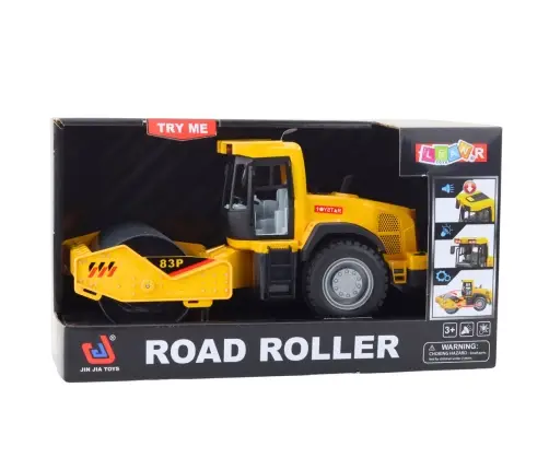 Construction Road Roller Turning Roller Lights Sounds Yellow