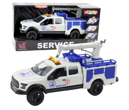 Service Truck with Crane Lights Sounds White 1:12