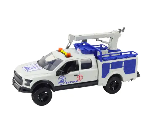 Service Truck with Crane Lights Sounds White 1:12