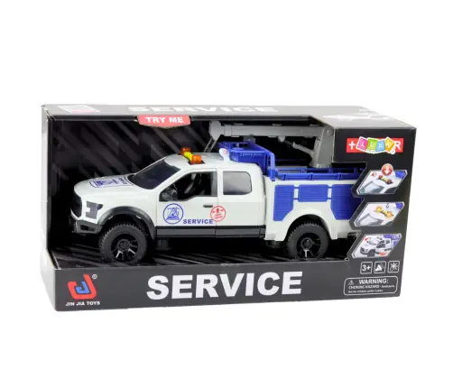 Service Truck with Crane Lights Sounds White 1:12