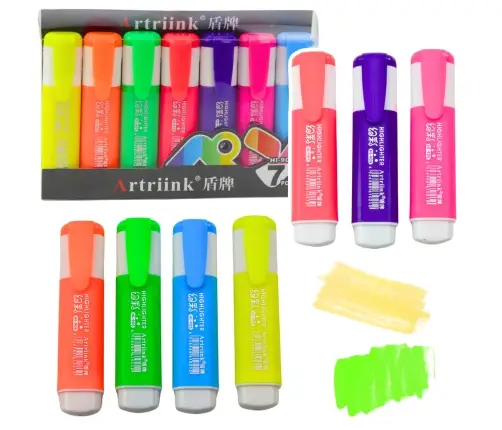 Set of Neon Colored Highlighters Markers 7pcs