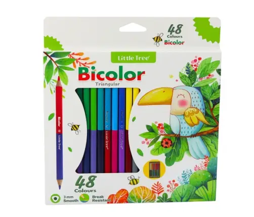 Set of Crayons Double-sided Two-color School Triangular 48 Colors