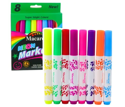 Set of Neon Markers for School, Water-Based Ink, Colorful, 8 pcs