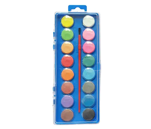 Set of Watercolor School Paints 16 Colors Brush