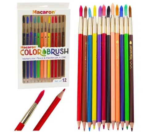Watercolor Pencils With Brushes 2in1 Colored 12 Pcs