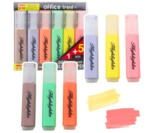 Set of Highlighters Note Markers Pastel Colors 6pcs