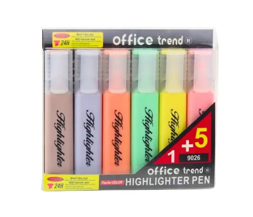 Set of Highlighters Note Markers Pastel Colors 6pcs
