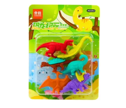 Set of 6 School Dinosaurs Erasers
