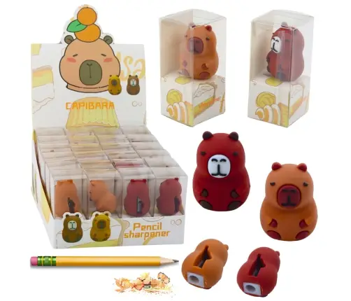 Sharpener for thin pencils, school, office, Capybara, brown