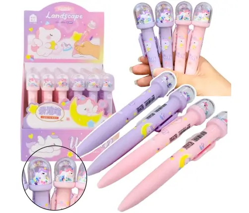 Dome Glitter Ballpoint Pen Unicorn Figure Blue Ink 0.5mm