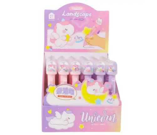 Dome Glitter Ballpoint Pen Unicorn Figure Blue Ink 0.5mm