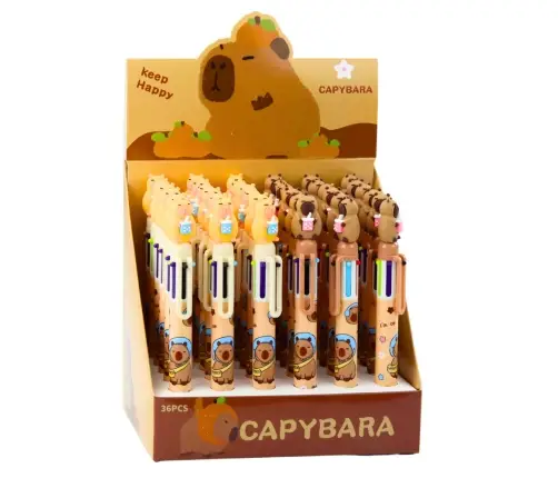 Pen Figurine Capybara With Cup Multicolor Brown 0.7mm