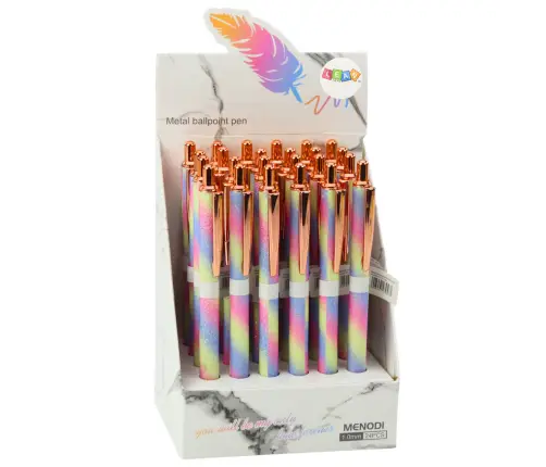 Metal Ballpoint Pen Automatic Glitter Blue Ink 1.0mm