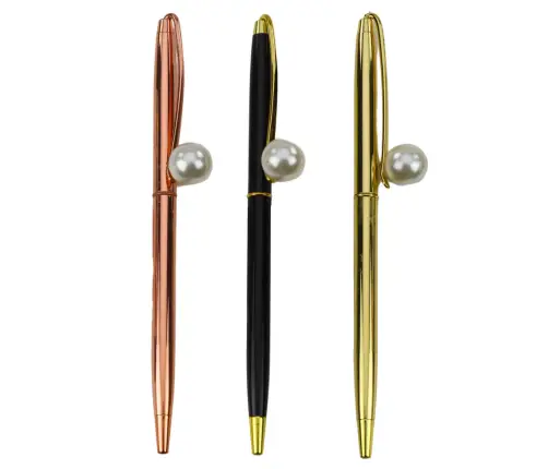 Metal Ballpoint Pen Automatic Pearl Blue Ink 1.0mm