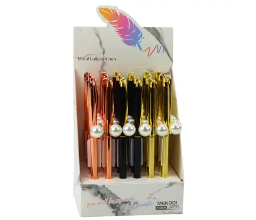 Metal Ballpoint Pen Automatic Pearl Blue Ink 1.0mm