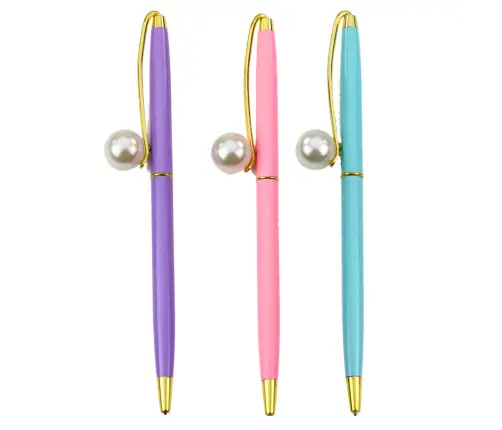 Metal Ballpoint Pen Automatic Pearl Blue Ink 1.0mm Mix