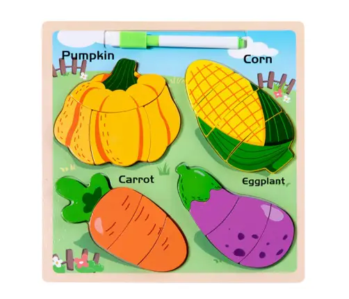 Puzzle Board 2in1 Wooden Educational Vegetables Marker