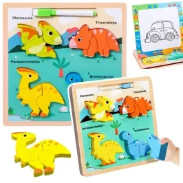 Puzzle Board 2in1 Wooden Educational Dinosaurs Marker
