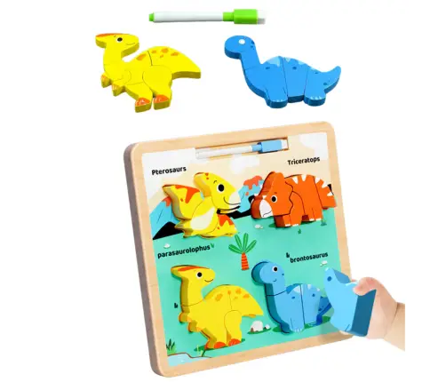 Puzzle Board 2in1 Wooden Educational Dinosaurs Marker