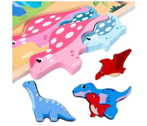 Puzzle Board 2in1 Wooden Educational Marker Dinosaurs 12pcs Puzzle Board 2in1 Wooden Educational Marker Dinosaurs 12pcs