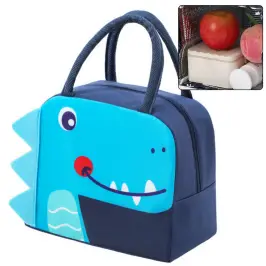 Thermal Insulating Breakfast Lunch Bag Dinosaur Blue 23cm Thermal Insulating Breakfast Lunch Bag Dinosaur Blue 23cm