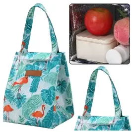 Thermal Insulating Breakfast Bag Lunch Bag Leaves Flamingos 25cm Thermal Insulating Breakfast Bag Lunch Bag Leaves Flamingos 25cm