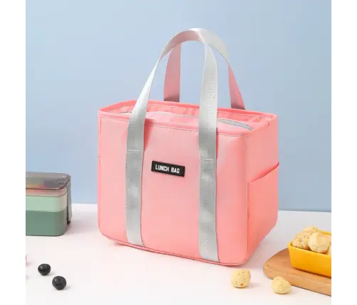 Thermal Insulating Breakfast Bag Lunch Bag Pink 24cm