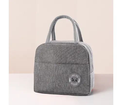 Thermal Insulating Breakfast Bag Lunch Bag Gray 23cm