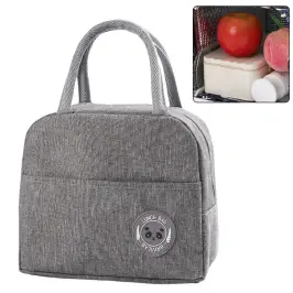 Thermal Insulating Breakfast Bag Lunch Bag Gray 23cm